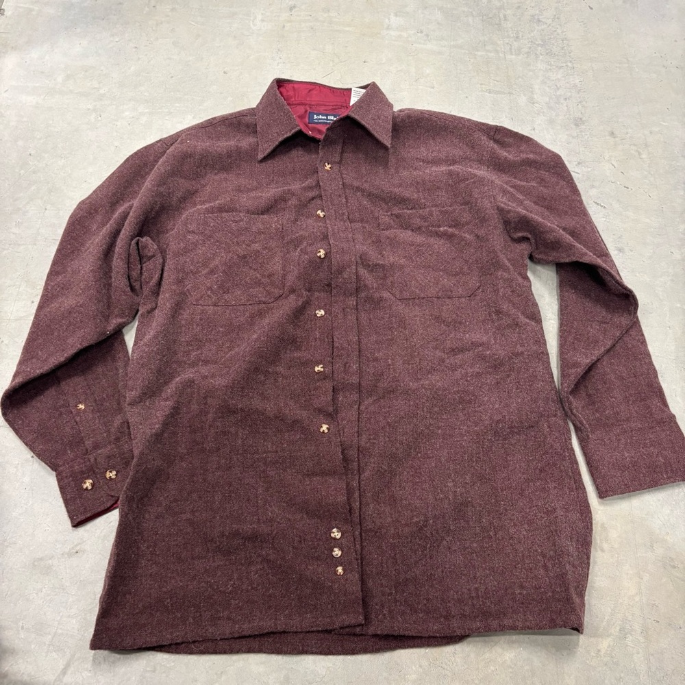 Vintage John Blair Mens Flannel‎ Acrylic Button Up Red Shirt Size Medium